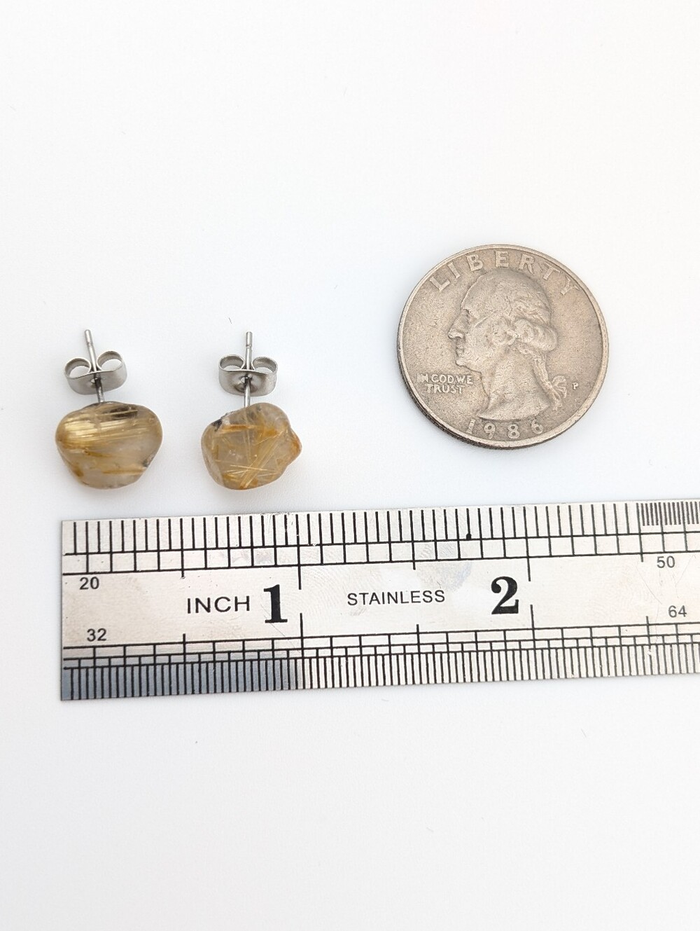 Honey Rutilated Quartz Gemstone Earrings - Picture 7 of 8